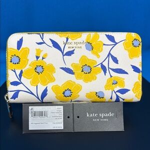 NWT $198 KATE SPADE MORGAN SUNSHINE FLORAL PRINT CONTINENTAL ZIP AROUND WALLET